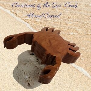 HAND Carved "Creatures of the Sea" Crab San Diego Area Artist Wood and Coral